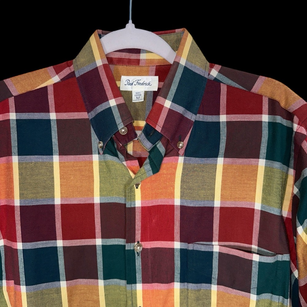 Paul Fredrick Mens Plaid Button Down Shirt Long Sleeve Classic‎ Fit Size M